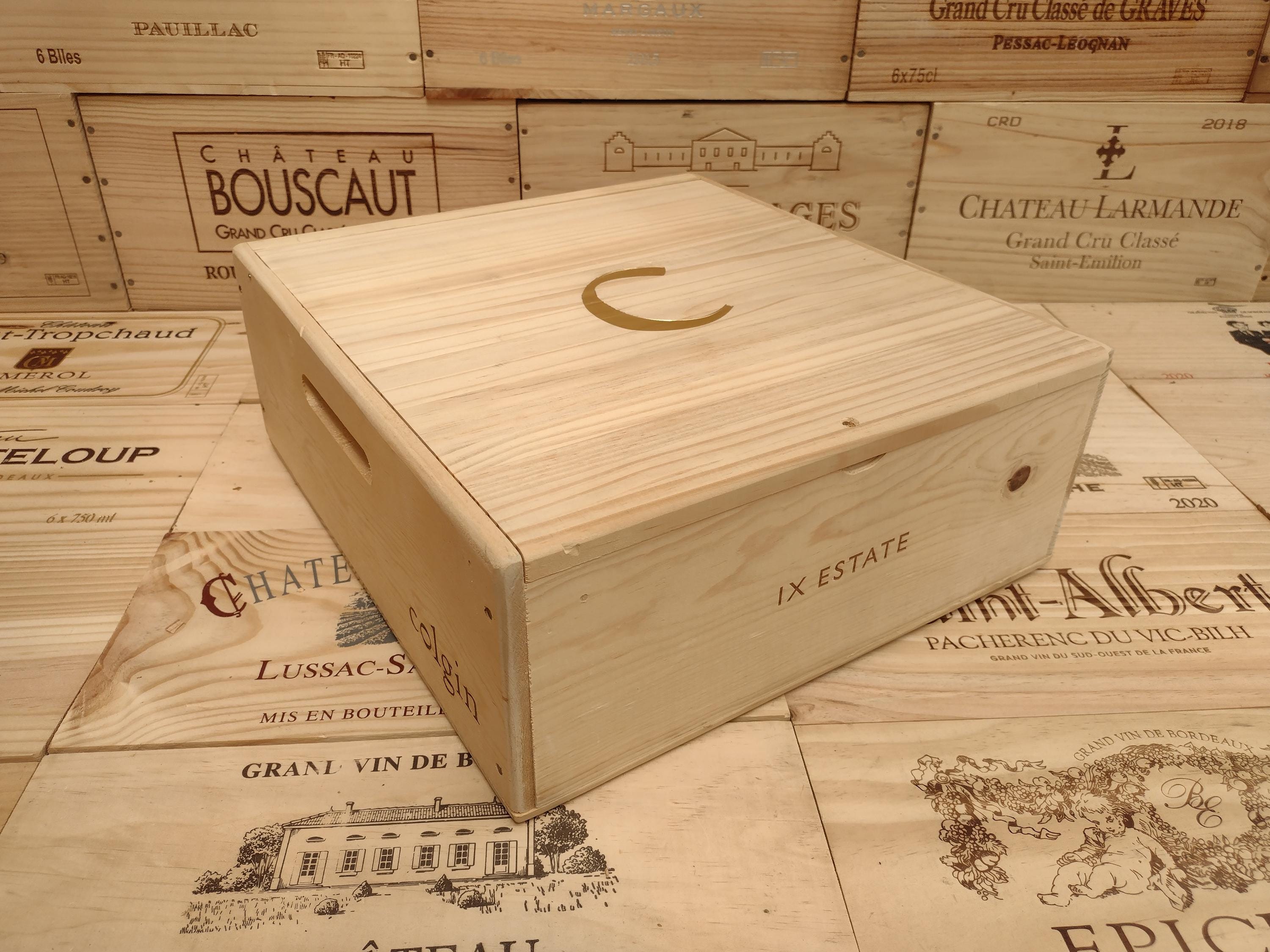 Wooden Wine Box / Crate With Hinged Lid ~ Colgin, Napa Valley ...