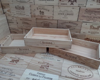 Wooden Wine Box / Crate ~ CHATEAU AUSONE ~ St Emilion Premier Grand Cru. Genuine, Storage, Vintage, Hamper.