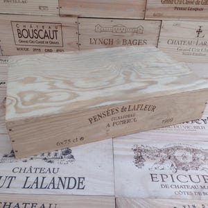 Wooden Wine Box / Crate with Lid ~ Chateau Pensees De Lafleur ~ Genuine, Storage, Vintage, Hamper.