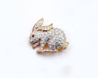 Rhinestone Easter Rabbit Brooch