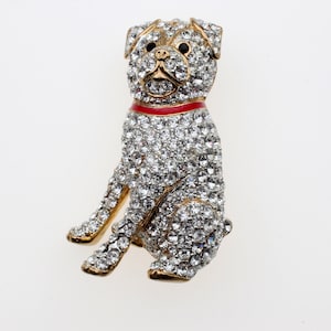 Rhinestone Pug Dog Brooch/ Pin