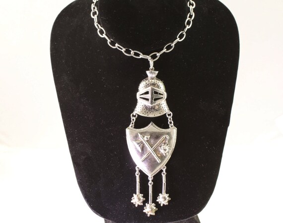 Medieval Shield And Helmet Necklcce