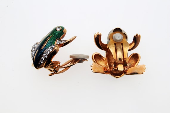 Frog Clip Style  Earrings with rhinestones - image 2