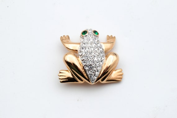 Rhinestone Frog Brooch / Pin - image 1