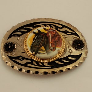 Western Syle Belt Buckle With 38mm Horse Cabochon