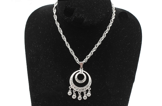 Kenneth J Lane Rhinestone Pendant Necklace, Signed - image 1