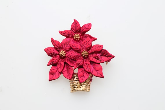 Poinsettia Christmas Pin/ brooch, holiday jewelry - image 1