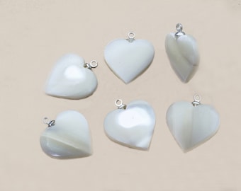 Mother Of Pearl Puff Heart Drop 6 pieces