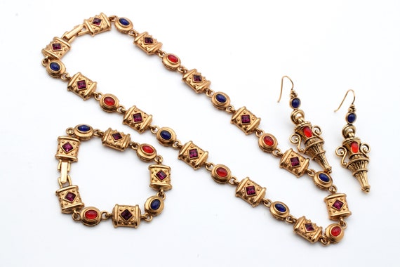 Three Piece Set, Necklace, Bracelet, Earrings. Ra… - image 1