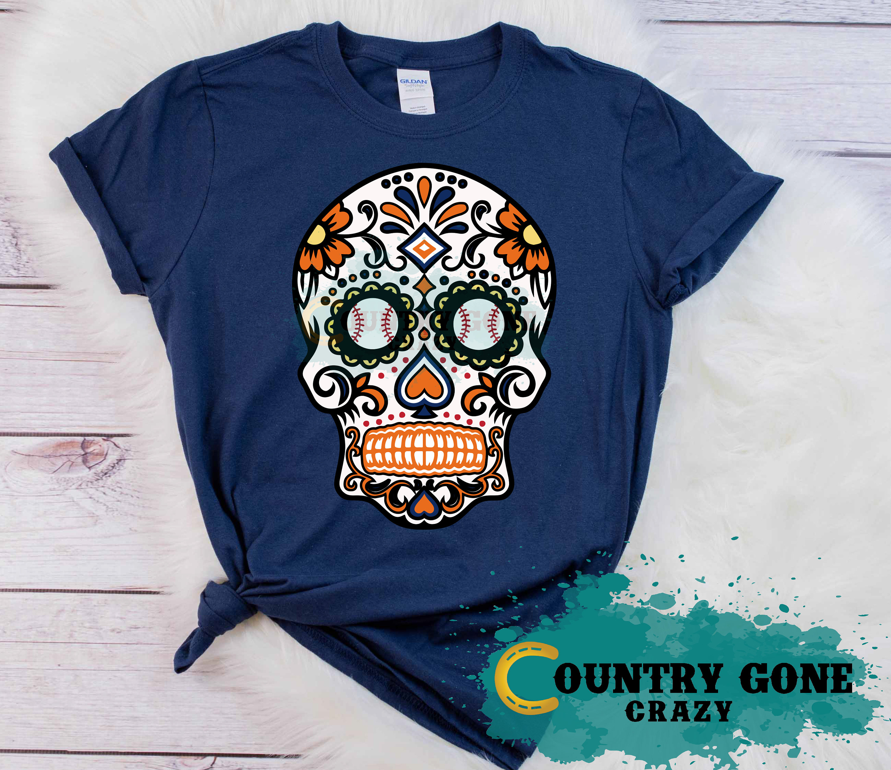 Baseball Sugar Skull Ready to Press Heat Transfer -  Ireland