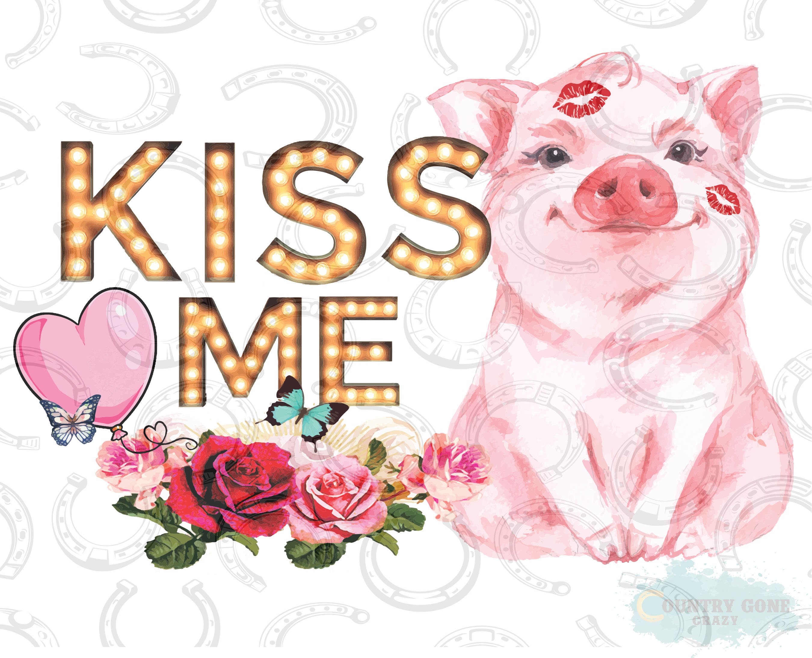 Kiss Me Cute Pig Valentine's Day Heat Transfer for - Etsy UK