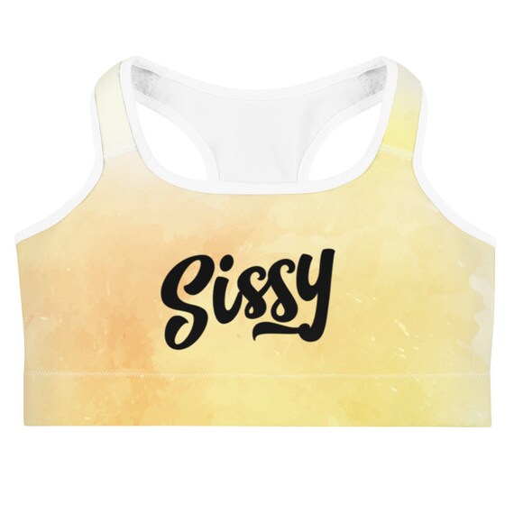 Yellow Water-color Sissy Padless Sports Bra for BDSM Kinster