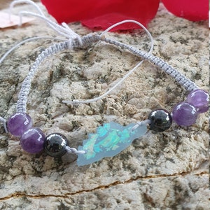 adjustable bracelet braided macramé natural stones Corsica resin