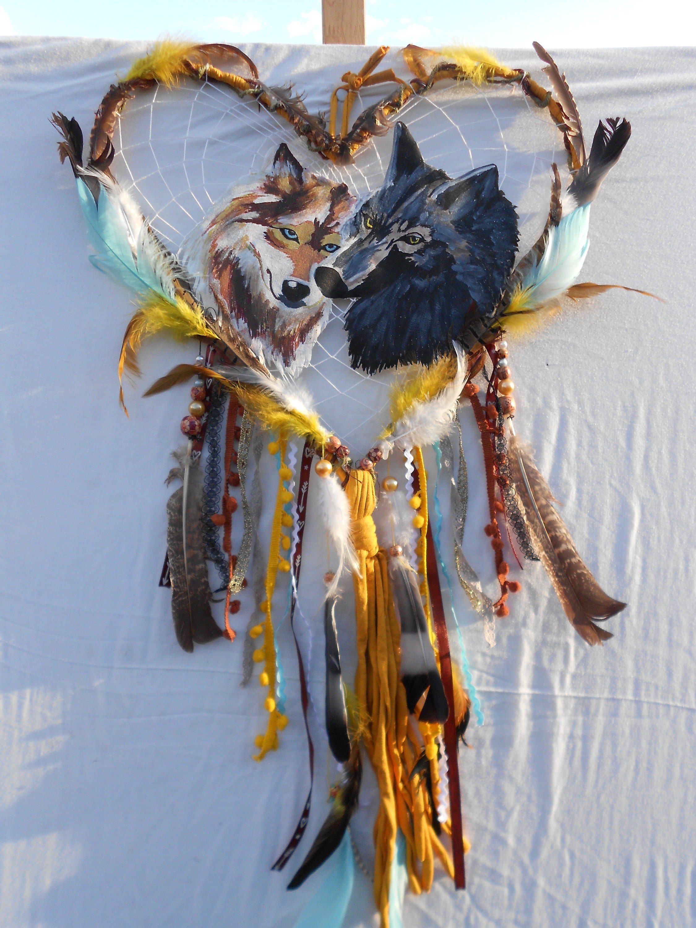 Coeur Attrape Rêve Couple de Loup