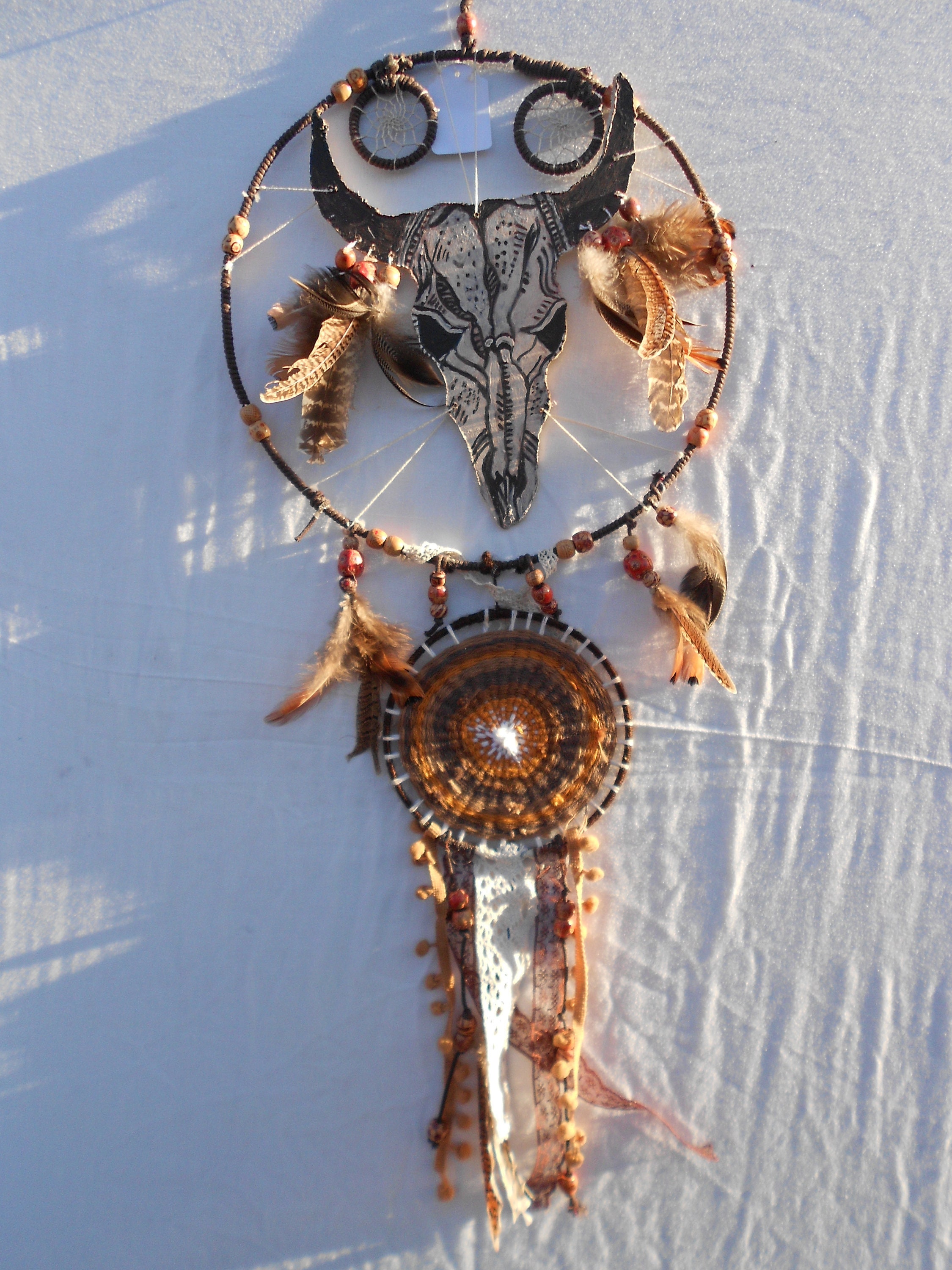 Attrape Rêve Crâne de Taureau Inspiration Indienne