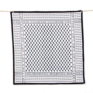 Palestinian Keffiyeh Scarf – Black & White – Palestine Solidarity Gift – 10% Donated to Gaza Families منديل الكوفية
