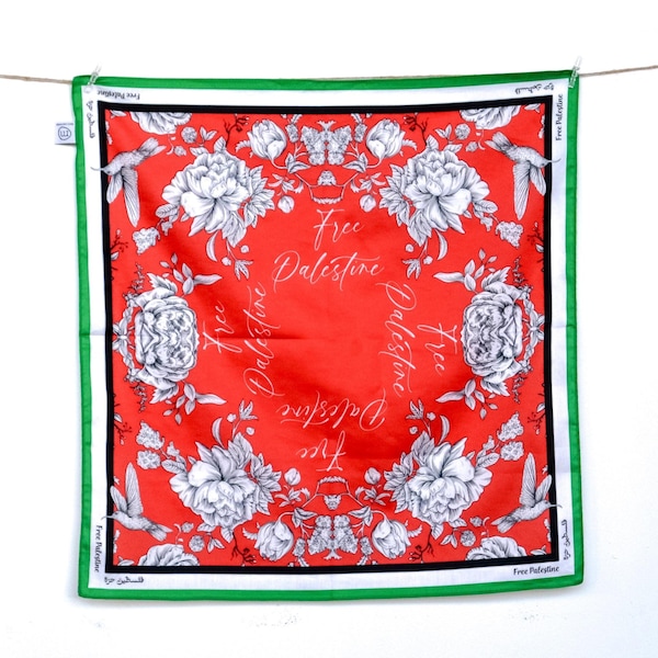 The Palestinian Sunbird scarf / Bandana in RED 100% cotton منديل طائر الشمس الفلسطيني