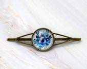 Blue flower hair slide, Floral hair accessories
