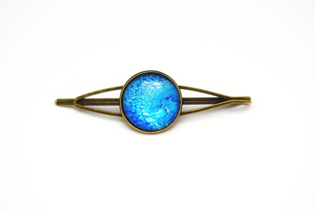 Blue Abstract Hair Clip Blue Hair Accessories Etsy