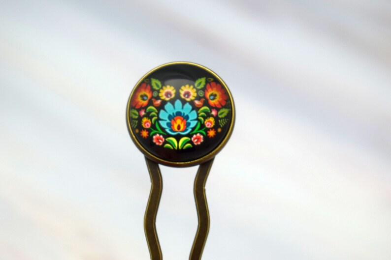 Floral folk hair fork Polish hair accessories