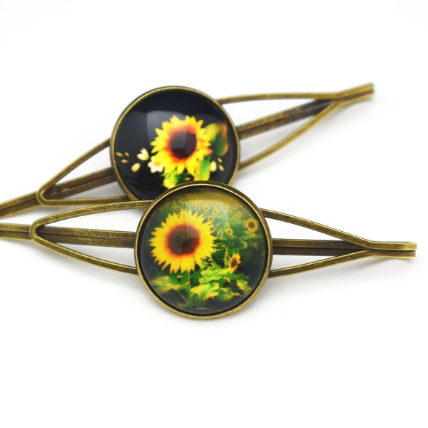 Sunflower hair slide, Flower hair accessories