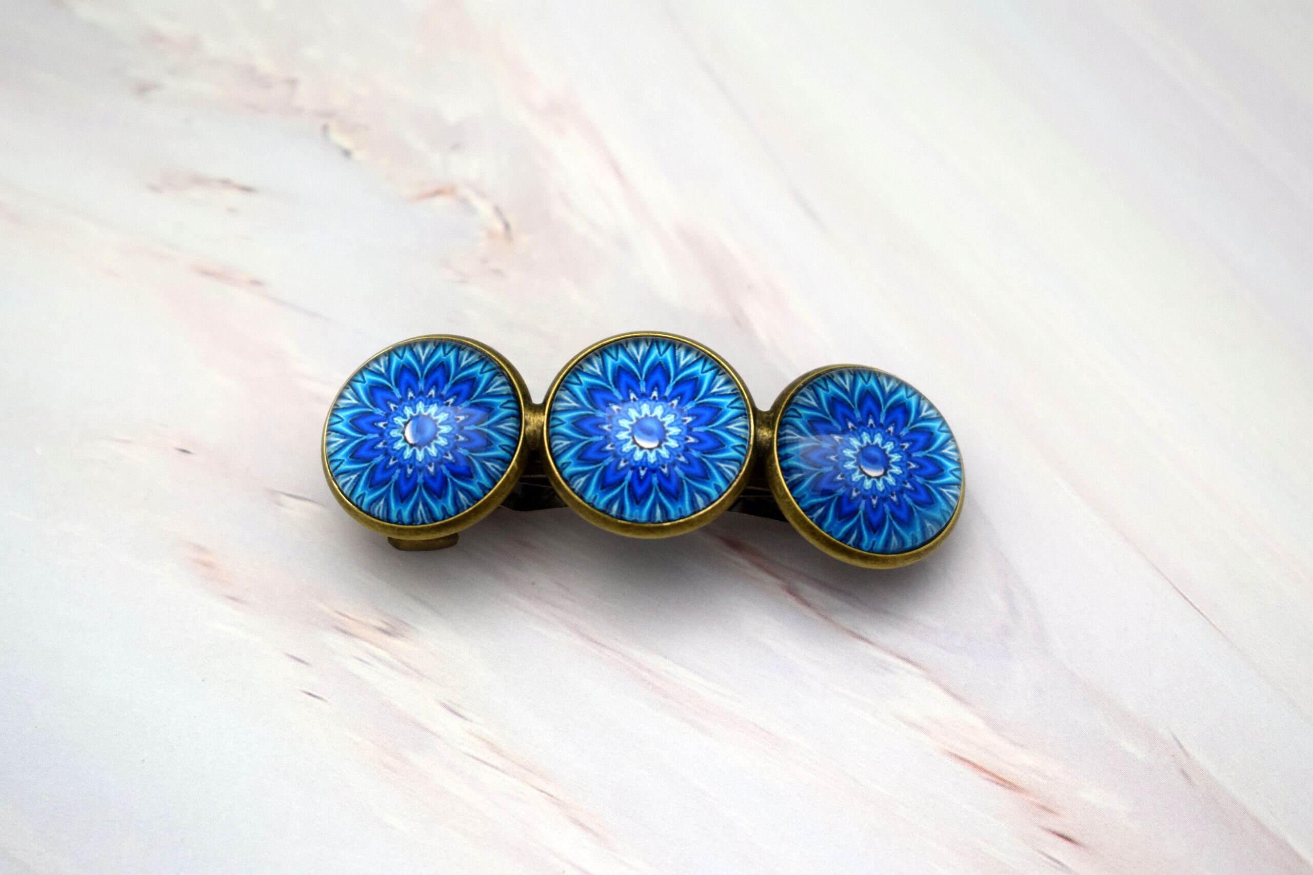 Blue Boho Small Barrette Bohemian Hair Accessories Blue Hair Etsy UK