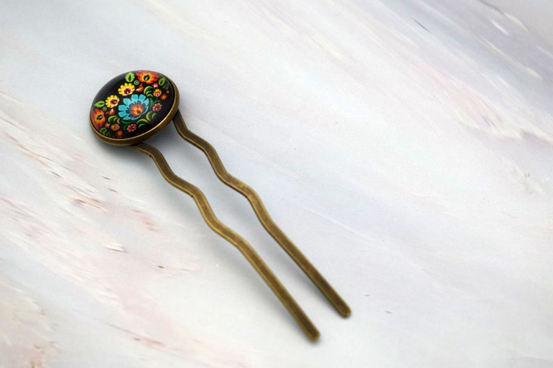 Floral folk hair fork Polish hair accessories