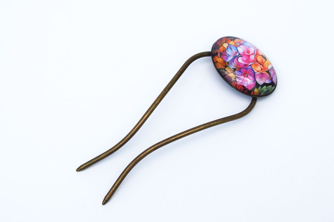 Floral Updo Hair Fork Bun Hair Accessories Boho Hair Pin Etsy