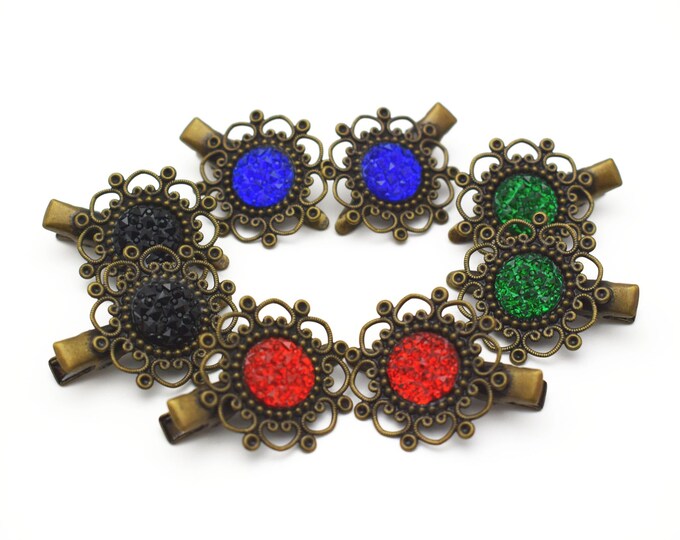 Sparkly Hair Clip Set, Sparkly Hair Accessories, Blue Hair Clip Set