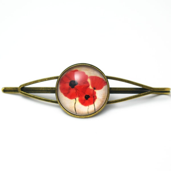 Red poppies hair slide, Poppy hair accessories, Red hair accessories