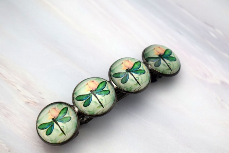 Dragonfly hair barrette, Women hair accessory Gunmetal