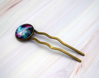 Galaxy hair bun fork, Galaxy hair accessories