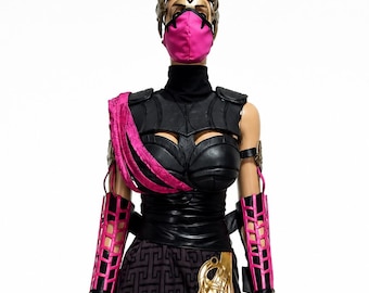 Mileena Kahnum Cosplay Costume – Full Set, Custom Made, MK Inspired, Handmade Outfit, Mask & Accessories Included