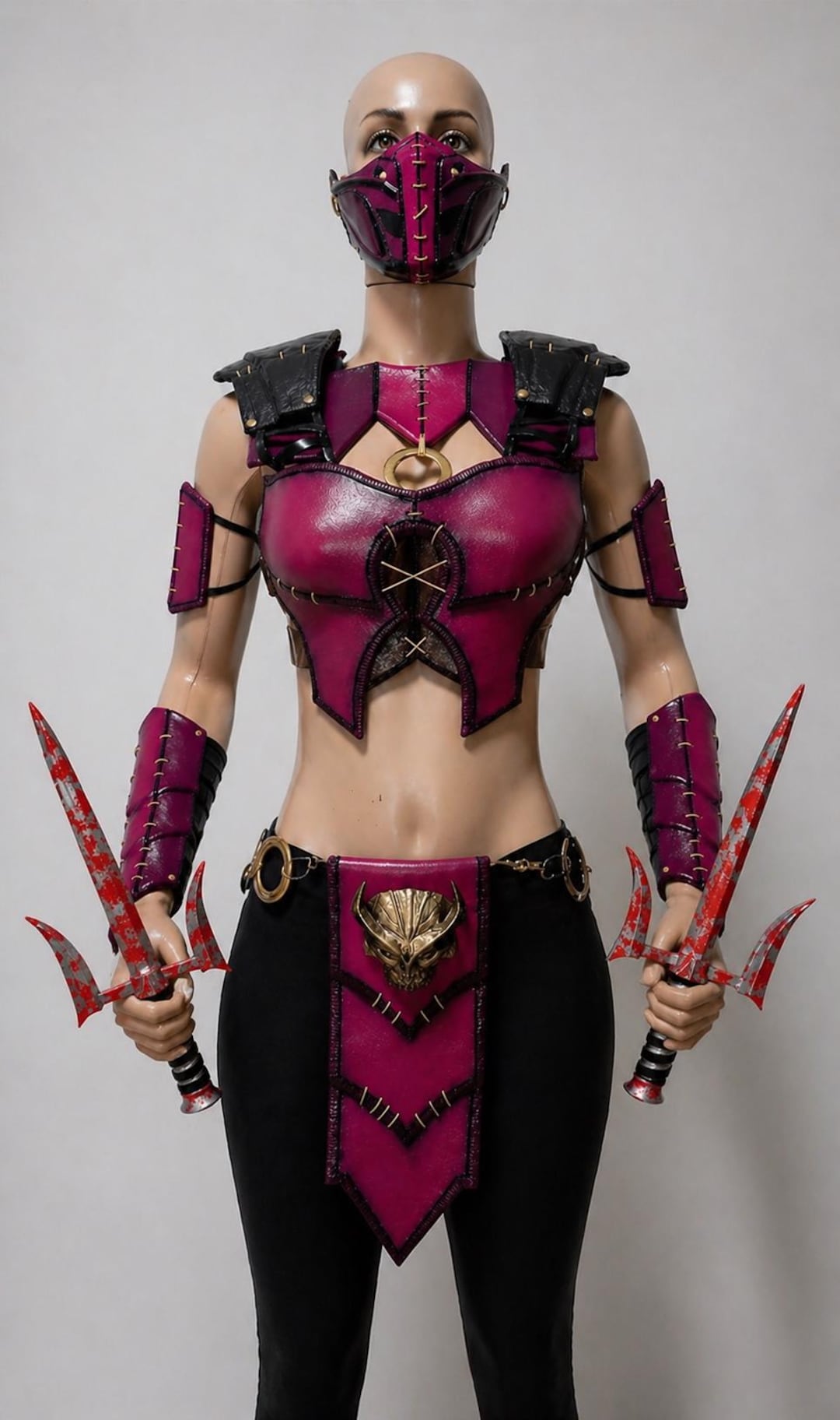Mileena Cosplay Costume – Full Set Custom Made | Pink Ninja Outfit | Mask, Prop Salts, Armor | Handmade - Etsy UK