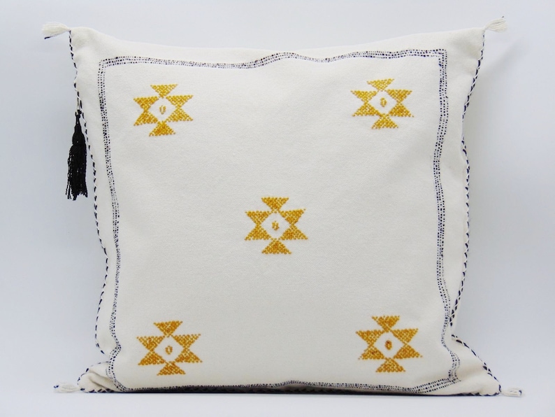 Moroccan Cactus Silk Pillow Cover-Handmade-Handwoven