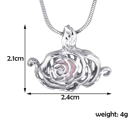 18kgp Flower Rose Cage Locket Pearl Crystal Gem Bead 50