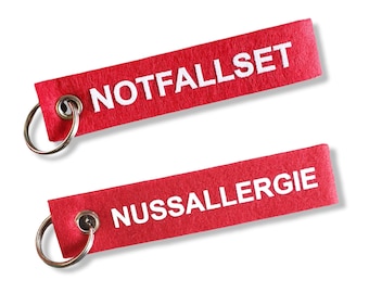 Keychain FELT Motif Emergency Kit Nut Allergy Note Allergy Anaphylaxis