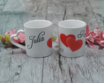 Mug set with motif-Wedding hearts-Wedding Date Personalized Gift