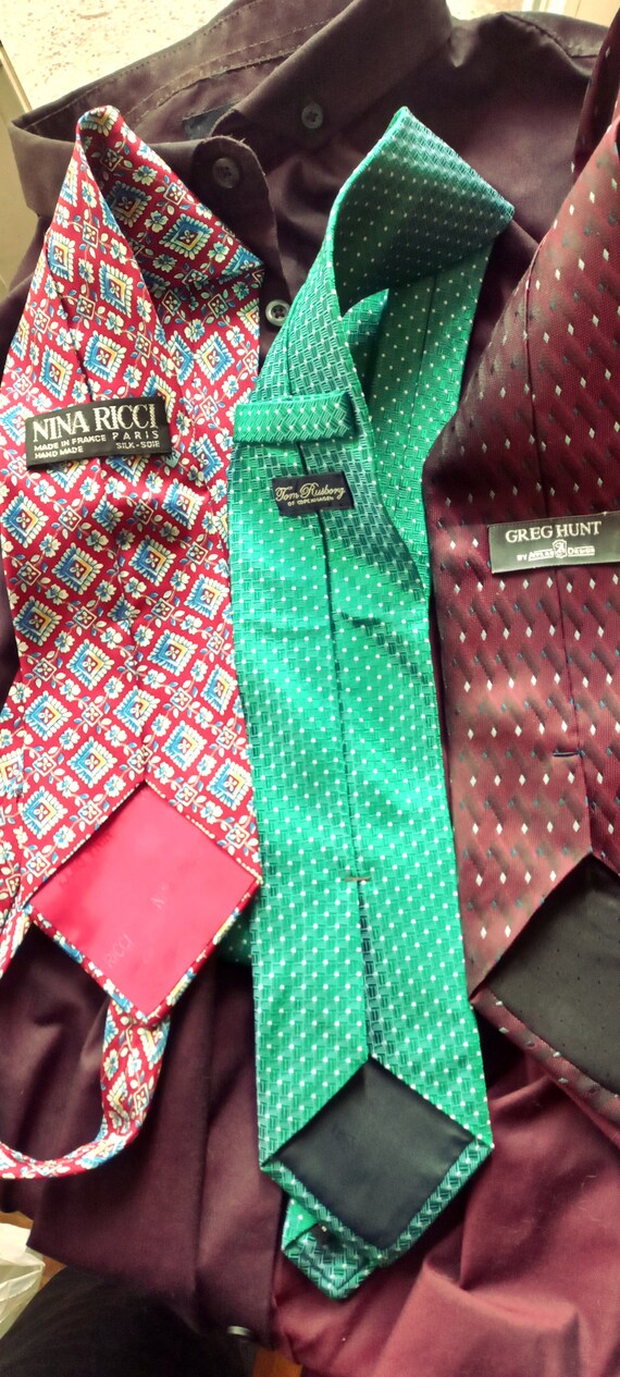 Lot of 3  Pure Silk Men's Tie Nina Ricci, Greg Hu… - image 2