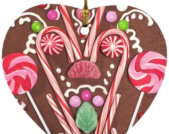 Gingerbread Christmas Candy Design Holiday Tree Ornaments