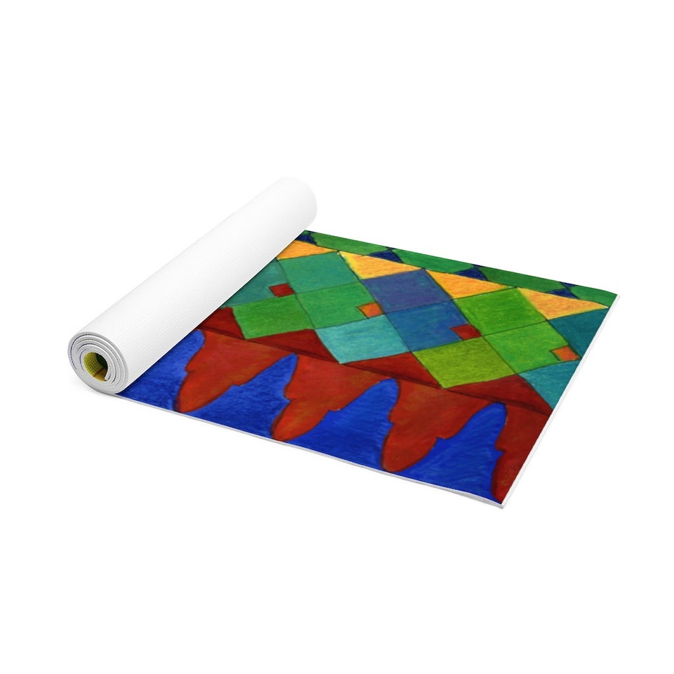 Colorful Tile Design Printed Thick Foam Yoga Mat