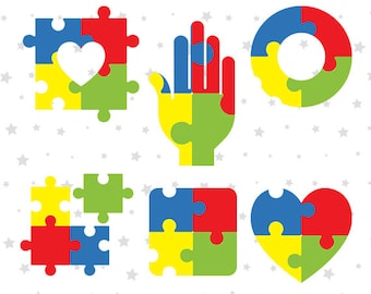 Autism Symbols SVG File, Autism Puzzle Printable Files, Autism Support Cut Files, Autism Awareness Images, Vector Decal, Layered DXF, MY011