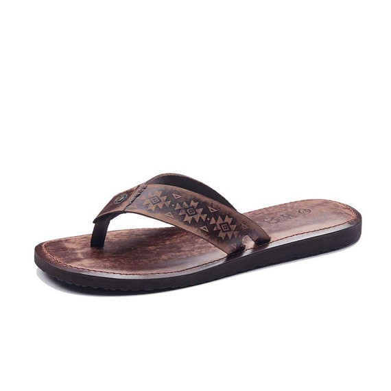 mens leather flip flops