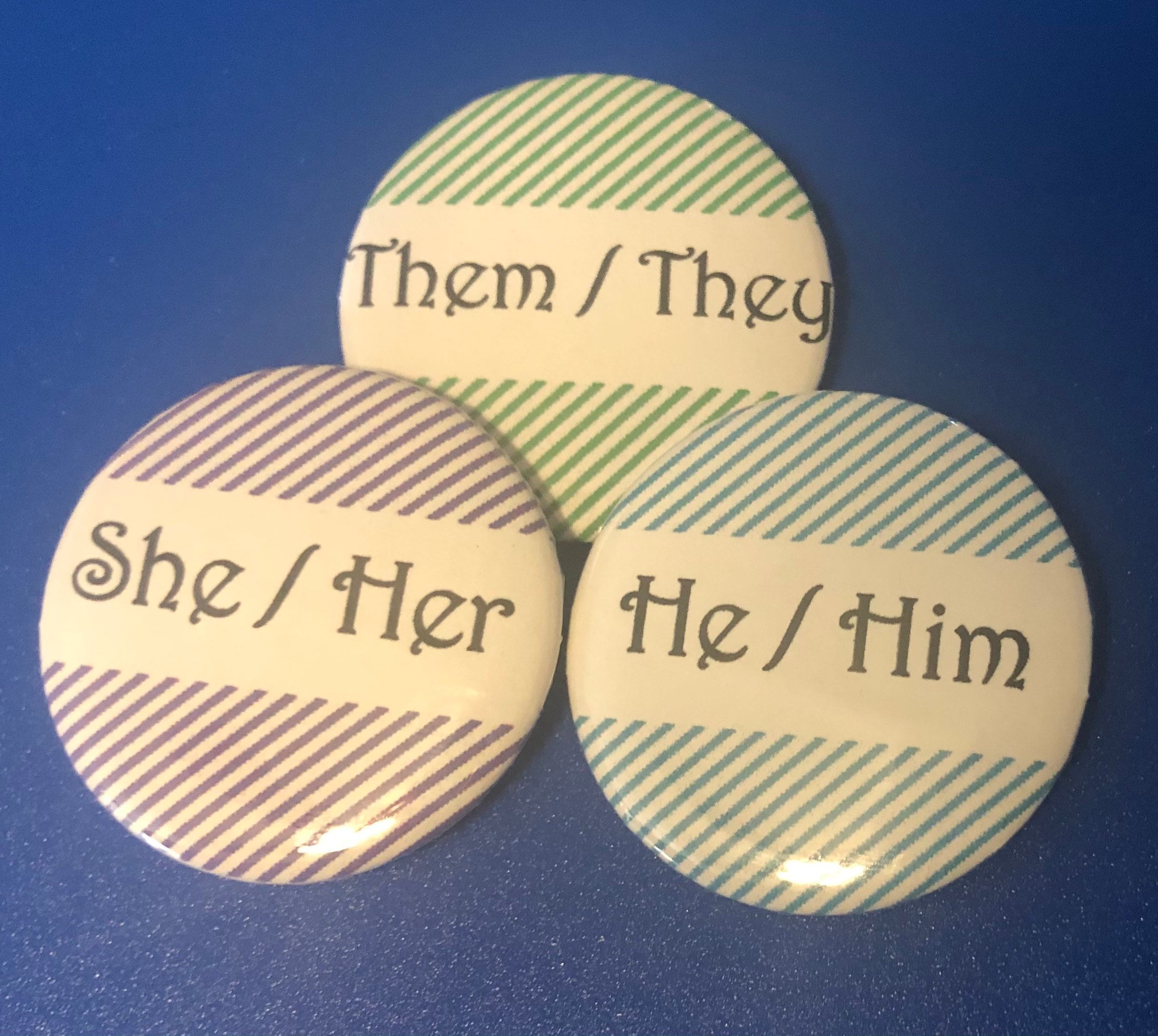 12 Pack Striped Pronoun Pins Etsy