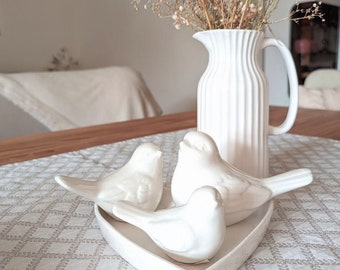 Bird ceramic 3 sizes, spring decoration, bird decoration, bird bath, white bird 0244118024411902441200ER