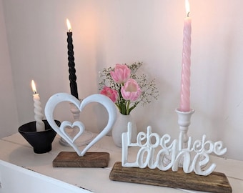 Schriftzug weiß "Lebe, Liebe, Lache" Frühlingsdeko, modern Alu/Holz