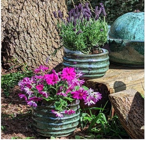 Plant pot jade green, terracotta pot, garden decoration, planter terracotta, planter jade image 1