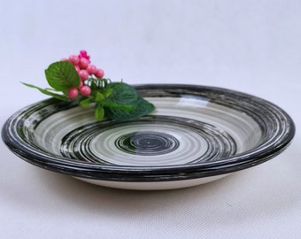 Suppenteller schwarz tief Suppenschale Teller Schale  Platte Keramikteller Flor verde 49-3 Sol negro