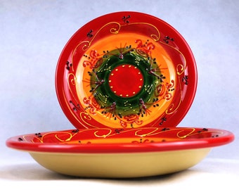 Suppenschale Suppenteller Schale Teller tief Platte Keramikteller Sunshine handgemalt 49-3 AF