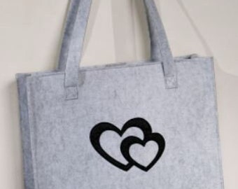 Tasche Filz, Shopper, Tragetasche, Handtasche, Herzdeko, Filztasche "Herzilein" FF1